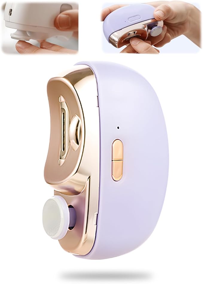 3 in 1 Electric Polishing Automatic Nail Clippers, 2025 New Electric Nail Trimmer Clippers for Fingers and Toes, Electric Toe Nail Cutter for Thick Toenails Seniors (Purple)