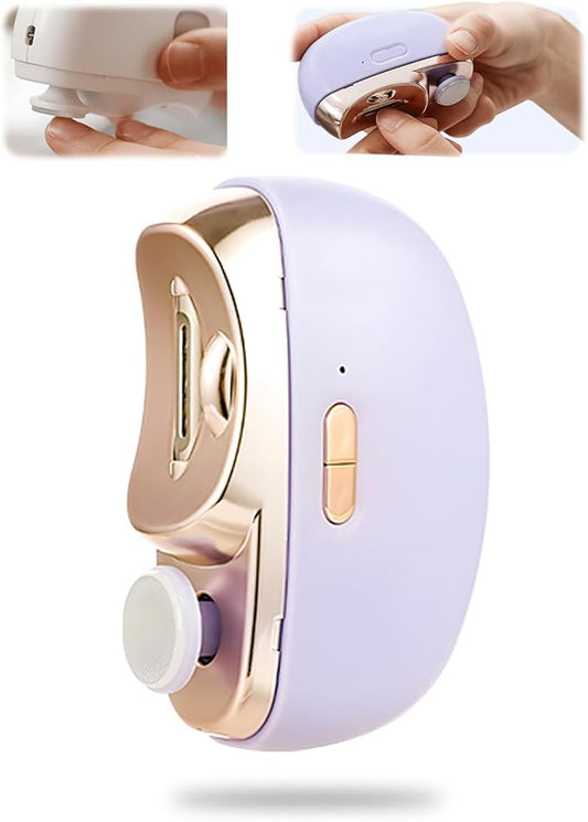 3 in 1 Electric Polishing Automatic Nail Clippers, 2025 New Electric Nail Trimmer Clippers for Fingers and Toes, Electric Toe Nail Cutter for Thick Toenails Seniors (Purple)