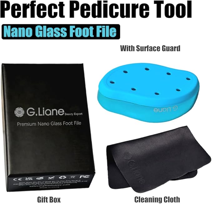 Nano Glass Foot File Callus Remover - Crystal Glass Pedicure Foot Care Foot Scrubber Painless Dry and Wet Use for Hard Skin Calluses Removal (Blue)