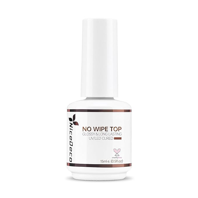 Nicedeco Hema Free Gel Nail Polish Top Coat Cruelty Free Vegan 15ml No Wipe Top Coat High Gloss Shiny Long Lasting Home DIY Professional Manicure