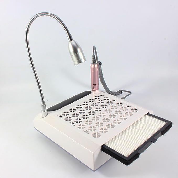 Professional 4 in 1 Nail Machine Supply 80W Strong Suction Nail Dust Collector with Drill Manicure Machine for Acrylic Nail, White