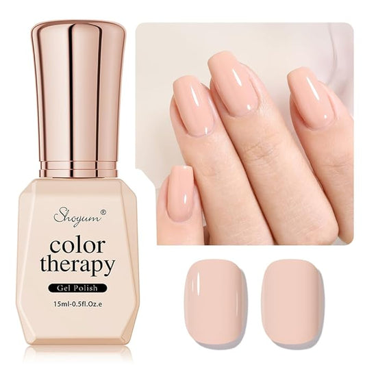 Nude Gel Nail Polish 15ml Neutral Brown Color Natural Set Mocha Mousse Cake Soak Off U V LED Nail Lamp Nail Art Gel 0.51Oz Gift for Women