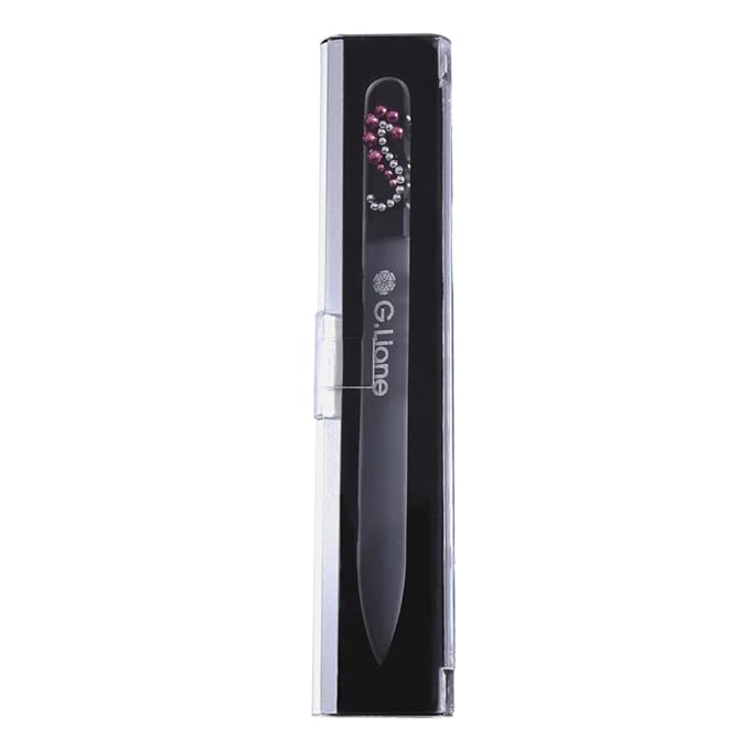 Glass Nail File with Austria Crystals Professional Crystal Fingernail Files in Aluminum Case Perfect Manicure Set for Women Men Kids Nail Care Gift Set(Pink Seahorse)