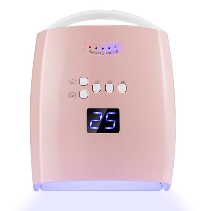 48W Rechargeable UV LED Nail Lamp,Cordless Professional Gel Nail Lights Nail Art Manicure Tools for Home and Salon (Pink)