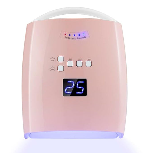 48W Rechargeable UV LED Nail Lamp,Cordless Professional Gel Nail Lights Nail Art Manicure Tools for Home and Salon (Pink)