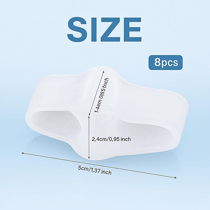 8pcs Silicone Toe Separators, Soft Toe Spacers Corrector with 2 Loops for Men & Women Straighten Overlapping Toes