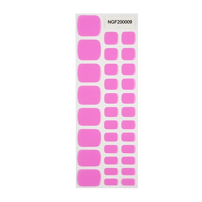 Semi Cured Gel Toenail Strips, 32 Pink B Gel Toenail Stickers - Works with Any UV Lamps Pedicure Strips Full Nail Wraps with Nail File & Wood Stick
