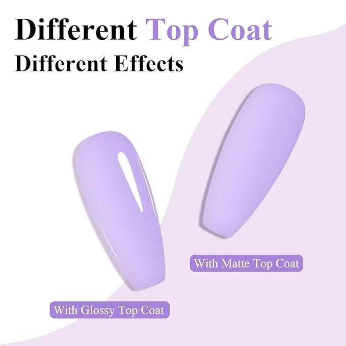 Imtiti Purple Gel Nail Polish, Pastel Purple Gel Polish High Gloss Soak Off UV LED Spring Summer Art Manicure Salon DIY Design 10ML