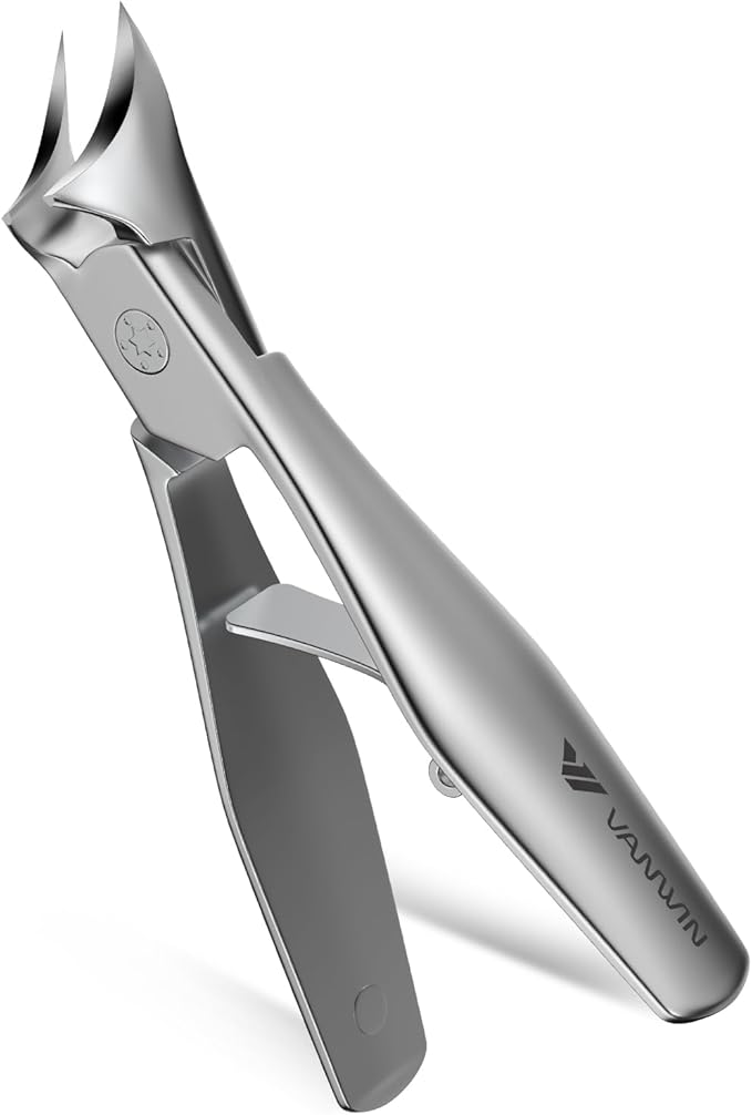 Ingrown Nail Clippers, Slant Curved Blade Nail Clippers for Men Thick Ingrown Toenails with 33mm Wide Jaw Opening, Heavy Duty Stainless Steel Toenail Clippers for Seniors Thick Toenails Silver