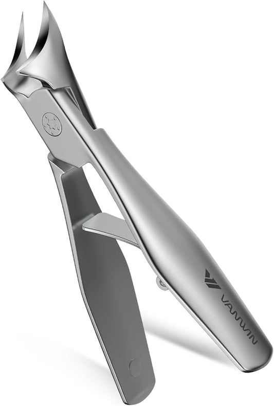 Ingrown Nail Clippers, Slant Curved Blade Nail Clippers for Men Thick Ingrown Toenails with 33mm Wide Jaw Opening, Heavy Duty Stainless Steel Toenail Clippers for Seniors Thick Toenails Silver