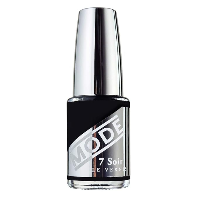 MODE Blackest Black Nail Polish, Long Lasting Pigment Rich Nail Lacquer Color, Chip Resistant Strengthening Protection, Pro Wide Brush, Vegan, Cruelty Free, NY Made, 7 Soir Le Vernis, Full of Secrets