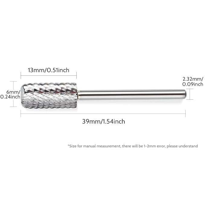 QUNZHAO Nail Drill Bits Dust Droof Bit Tungsten Steel Fast Remove Acrylic or Hard Gel 3/32" Shank - Manicure, Nail Art, Drill Machine (Coarse - C, Silver)