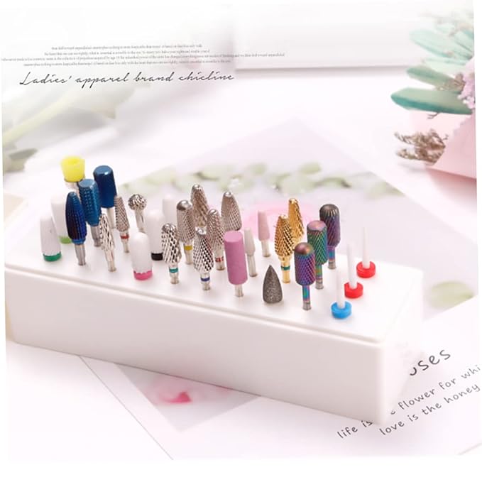 Nail Drill Bits Display Holders Stand 30 Holes Nail Drill Storage Case Container 30 Holes Manicure Tools Nail Drill Accessories