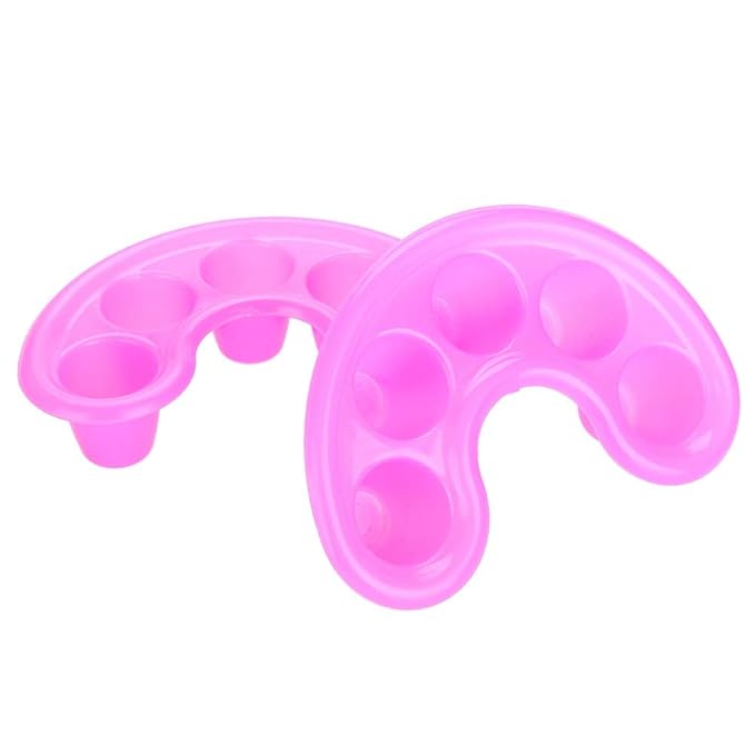 Nail Soaking Bowl, 5Pcs Five Holes Nail Art Tips Hand Soak Bowl Tray Soak Off Bowl Manicure Bowl Treatment Remover Manicure Soaking Tool for Nail Soak Off Nail Polishing, Rose Red