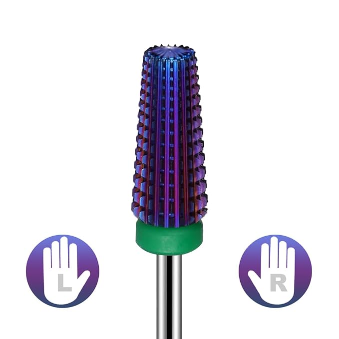 Lavinda 5 in 1 Coarse Grit Nail Drill Bit Heavy Duty Carbide Tungsten for Fast Acrylic Gel Removal Left Right Hand Use Pro Nail Tech Tool 3/32" (Coarse, Purple)