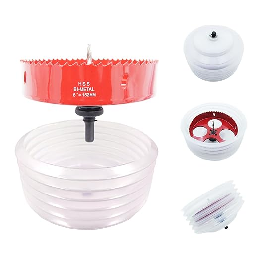 152mm Hole Saw and Hole Saw Accessory Dust Collector Bowl 2PCS Set with Heavy Duty Adapter （6 inch）