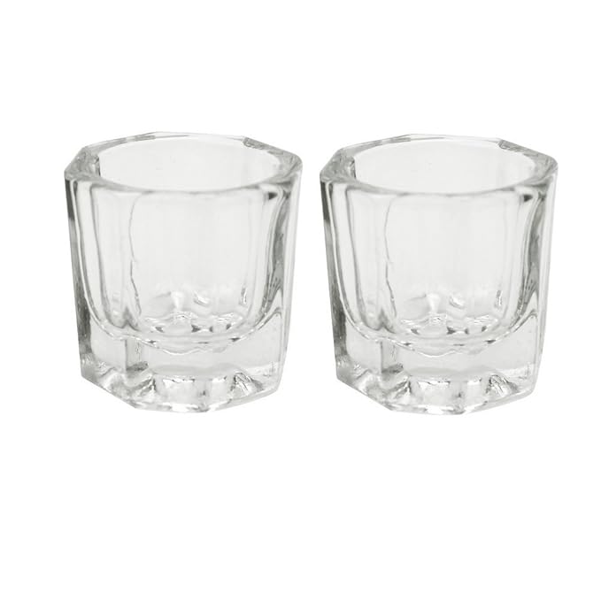 PandaSpa 2 Pieces Dappen Dish Crystal Bowl Glass Acrylic Nail Liquid Powder Nail Art (Pack of 2)