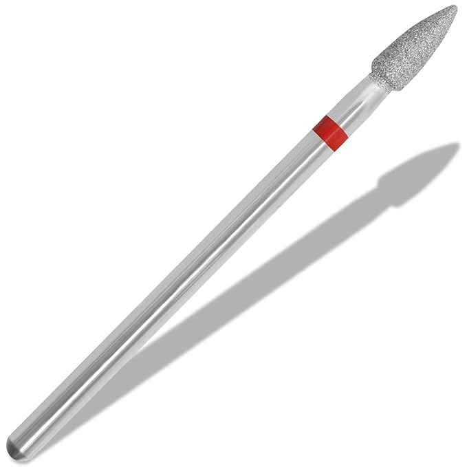Nail Drill Bits,3/32 Inch Diamond Acrylic Nail Drill Bits with Case,Quartz Pointed Nail Bits for Nails,Cuticle Remover Bits, Manicure Tools (Flame drop, Fine)