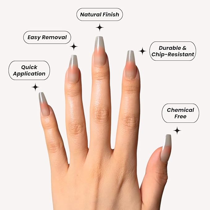 Perfect Look Press On Nails - Coral Blush | No Glue One-Day Medium Coffin Nails, Blush Pink Nude Nails with Glossy Finish - 24 Pcs Nail Kit with Adhesive Tabs