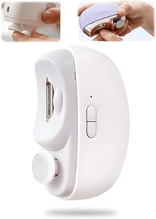 3 in 1 Electric Polishing Automatic Nail Clippers, 2025 New Electric Nail Trimmer Clippers for Fingers and Toes, Electric Toe Nail Cutter for Thick Toenails Seniors (White)