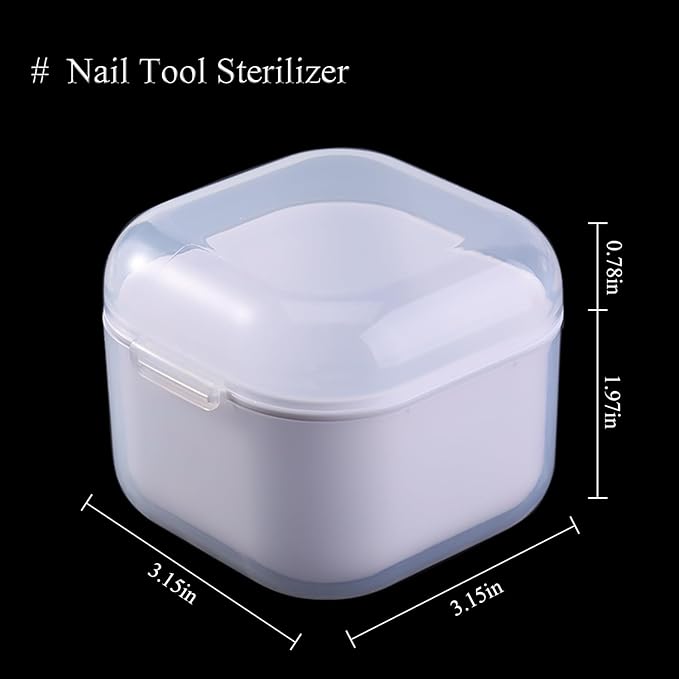 1Pcs Nail Tool Sterilizer, Nail Drill Bits Cleaning Box Disinfection Container For Nail Art Accessories Manicure Sterilization Tray Salon Supplies Sterilizer Cup With Drain Basket (white)