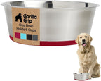 GORILLA GRIP Dog Bowl, Holds 6 Cups, Food Grade 304 Stainless Steel Food and by Unknown