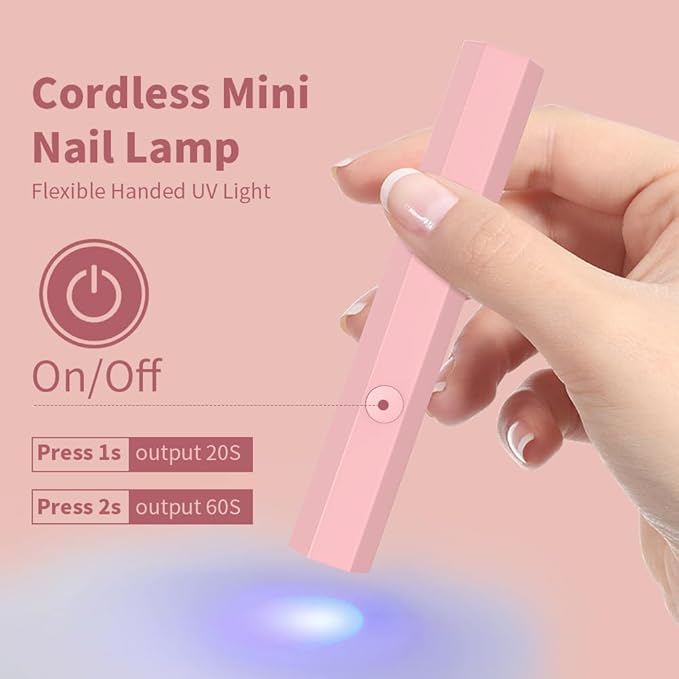 Mini UV Light for Gel Nails, Small Nail Cure Light, Flash Cure Lamp for Nails, LED Nail Lamp for Gel Polish, Manicure USB Nail Dryer for Fast Curing at Salon Home DIY (Pink)