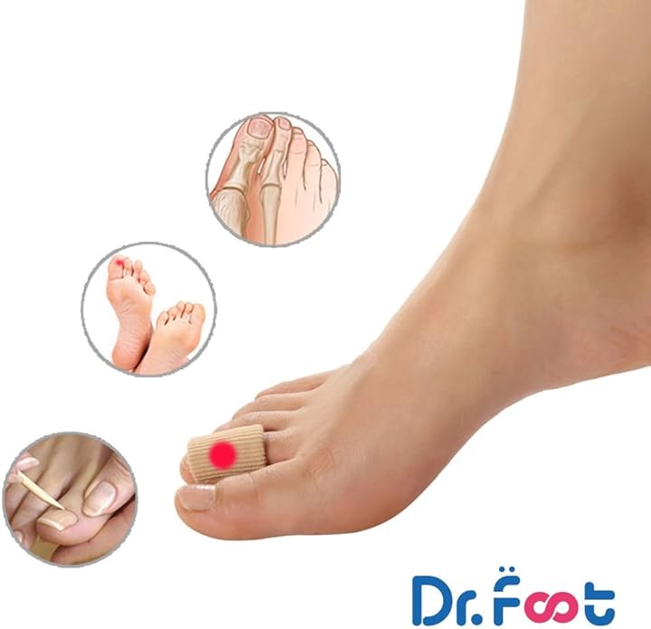 Dr. Foot's Toe Tubes-3 Pcs-Fabric Sleeve Protectors with Gel Lining Pad The Toes to Prevent Corn, Callus & Blister-Bunions Sore Corns Hammertoes Gel Toe Separators Protector