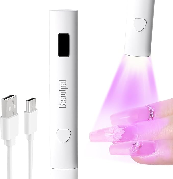 BEAUTPAL Handheld UV Light for Nails Cordless Mini Nail Dryer Flexible Gooseneck LED Light with LCD Screen Rechargeable USB Gel Nail Lamp Fast Curing for Home DIY Manicure