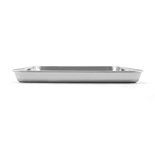 QWORK Stainless Steel Surgical Tray, for Medical Instruments, Tattoo, Surgical Supplies, 10 1/4 x 7 7/8 x 1 inch, 1 Pack