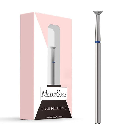 MelodySusie 4mm Inverted Tapered Cuticle Clean Nail Drill Bit 3/32'', Professional Safety Carbide Diamond Under Nail Cleaner for Cuticle Dead Skin Nail Prepare, Beginners Bits, Series Bit-S, Medium