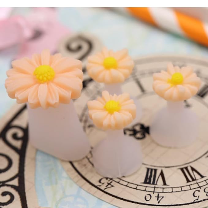 8Pcs Silicone Toe Separators, Daisy Flower Toe Separators Gel Foot Toe Spacers Separators Bunion Corrector for Pedicures Nail Polish Salon, Orange