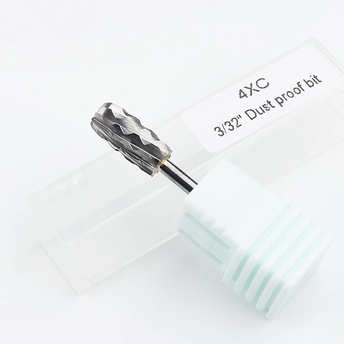 QUNZHAO Nail Drill Bits Dust Droof Bit Tungsten Steel Fast Remove Acrylic or Hard Gel 3/32" Shank - Manicure, Nail Art, Drill Machine Accessories (4X Extra coarse-4XC, Silver)