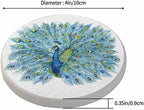 Watercolor Peacock Ceramic Coasters Peacock in Full Bloom Absorbent Drink - Image 2