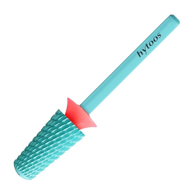 Safety Tapered Nail Drill Bits, Green Coated Tungsten Carbide Rounded Barrel Nail Bit for Soft Gel & Base Removal, Manicure Tools Pro Electric File Drill Accessories, F