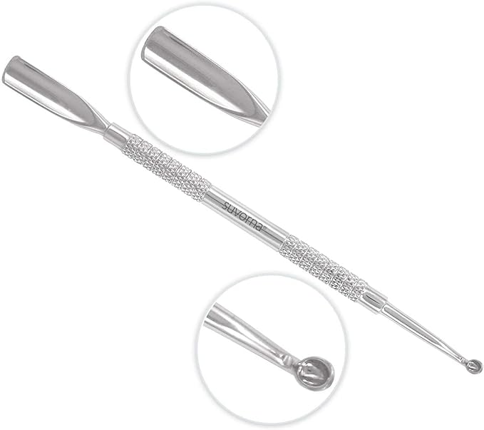 Suvorna Metal Cuticle Pusher Tool & Nail Cleaner Tool, Cuticle Cleaner, Stainless Steel Cuticle Pusher - Fingernail Cleaner for Under Nails and Gel Nail Polish Remover, Nail Cuticle Pusher for Women