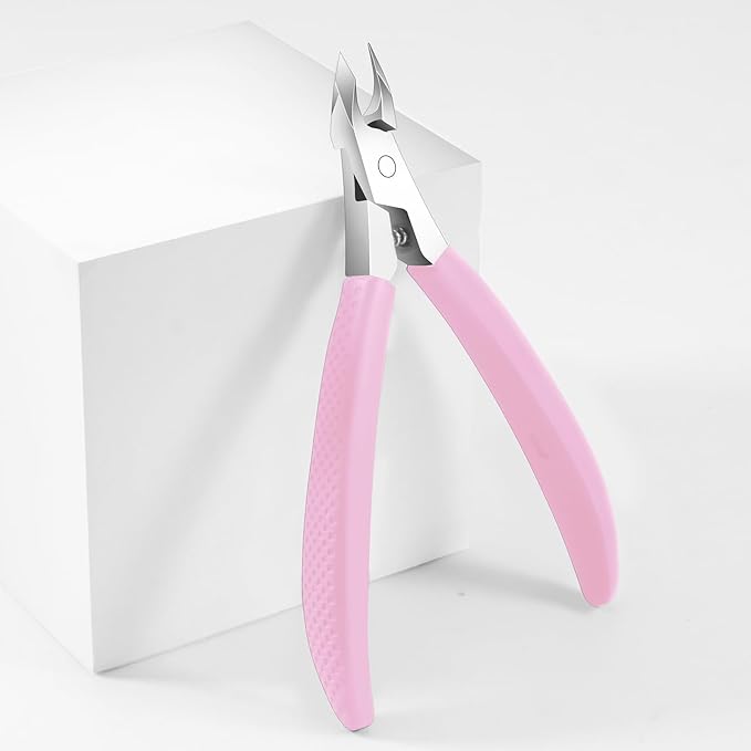 Diesisa Cuticle Trimmer - Jaw Extremely Sharp - Cuticle Clippers for Nails with Silicone handle - Non-Slip - Professional Cuticle Cutter, Dead Skin Remover Stainless Cuticle Remover Tool-Pink