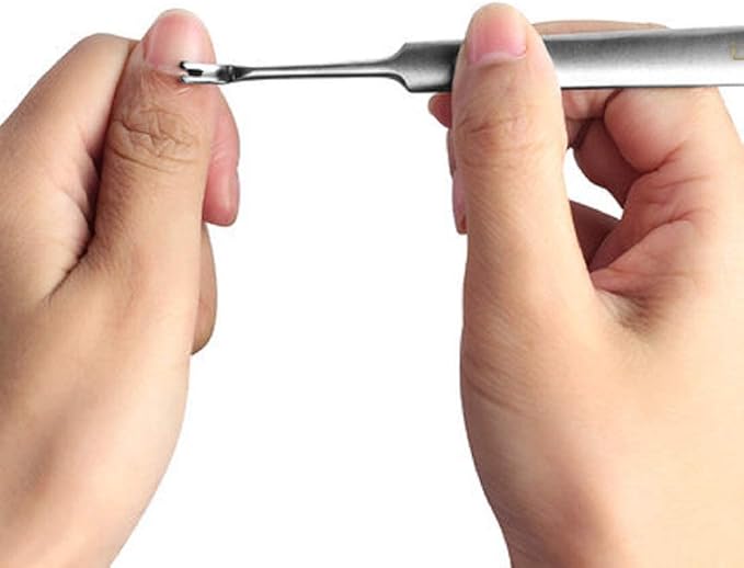 OLIREXD Professional Stainless Steel Cuticle Pusher Trimmer Remover Dead Skin Hangnails Nails Cleaner Scissors Remover Nipper Clipper/Nail Art Manicure Tool for Adult, Silver