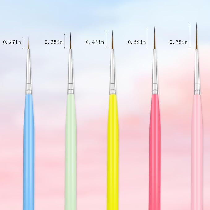 WOKOTO 18 PCS Nail Art Brushes Set Gel Polish Round Tip Acrylic Nail Brush Nail Art Dotting Pens Liner Nail Brushes For Acrylic Nails Art Designs Painting Tools Fingernail Brush Nail Cleaning Brush