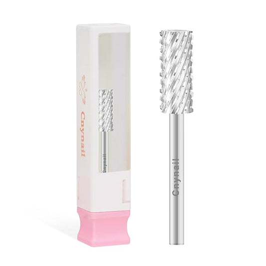 3/32" 5.35MM Small Barrel Flat Top Bit Tungsten Carbide Nail Drill Bit Safety Bit for Gel & Acrylic Removal, 2-Way Rotating Efile Tip, Salon Electric File Accessory (2XC Grit, Silver)