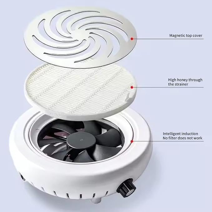 High Speed 4500RPM Strong Suction Nail Dust Collector Vacuum Cleaner for Manicure Pedicure with Removable Filter (Silver)