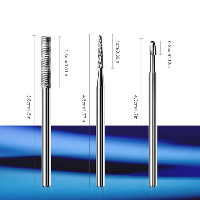 Cuticle Bit for Nail Drill, CORFULRA 3Pcs Nail Drill Bits Professional Carbide Bits for Nails Nail Buffer Bit Nail Trimer, Under Nail Cleaner Cuticle Remover Nail Prepare, Nail Supplies for Nail Techs