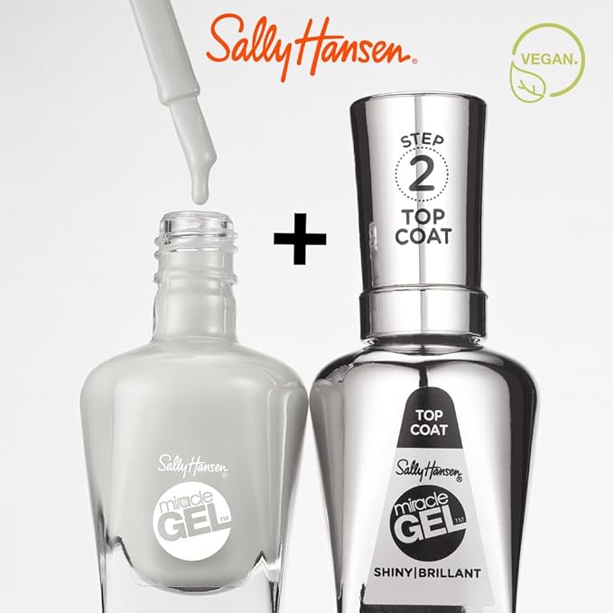 Sally Hansen Miracle Gel Pearls Salon Quality Nail Polish | Gel-Like Formula, Two-Step System, No UV Light Needed, Long Lasting | Sheer | 904 One of a Kind | Milky White Shimmery Nail Polish