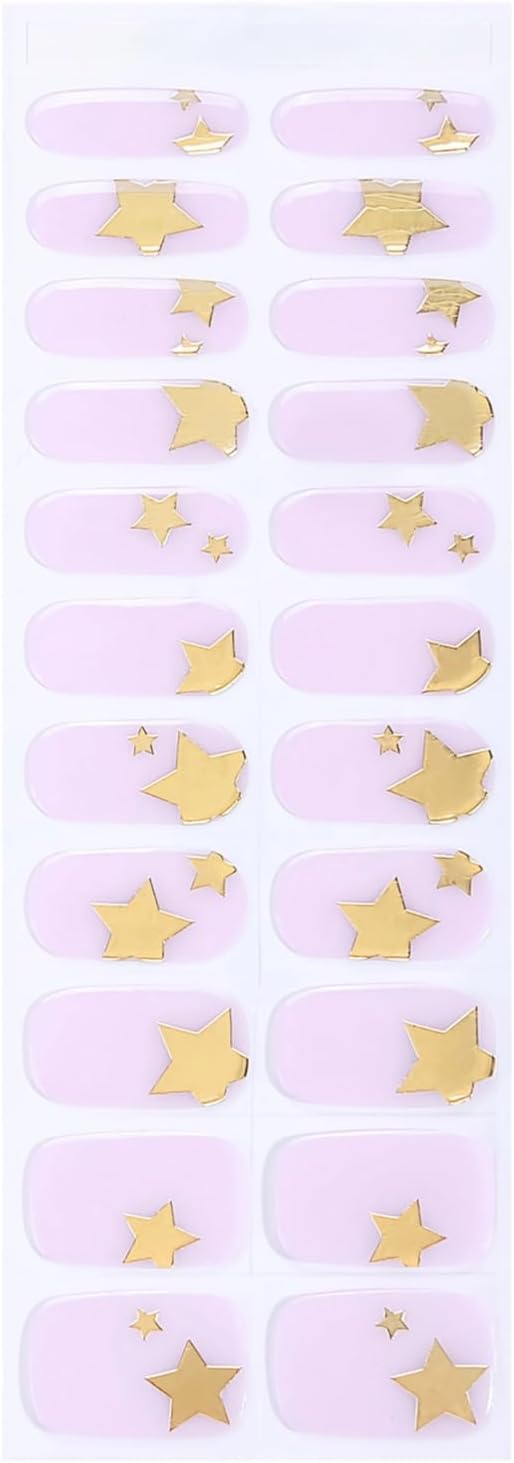 Nail Stickers, Gel Nail Strips with Manicure Tool Kit, 22 Pieces, Long Lasting, Chip Resistant, UV Free, Starburst Lilac