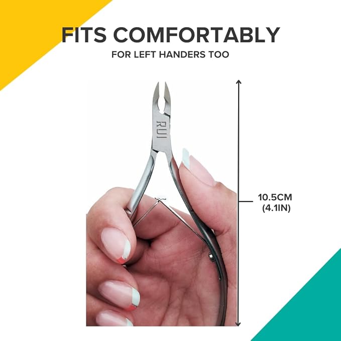 Rui Smiths Professional Cuticle Nippers | Precision Surgical-Grade Stainless Steel Cuticle Trimmer, French Handle, Double Spring, 5mm Jaw (Half Jaw)