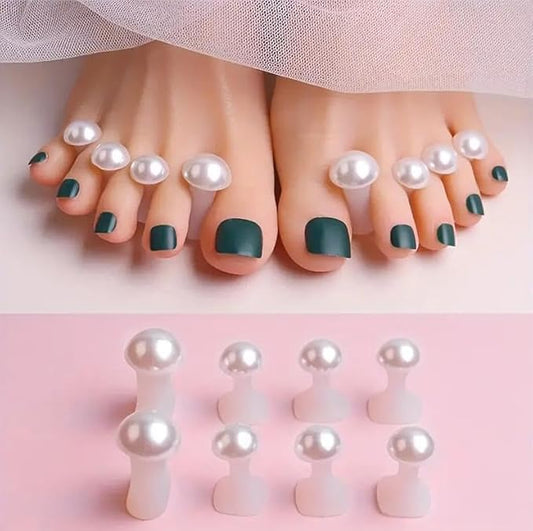 16pcs Toe Separator for Nail Polish Pedicure, Silicone Toe Spacers for Feet (Pearl)