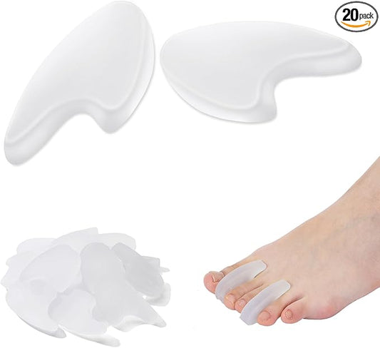 Honeydak 20 Pack Gel Toe Spacers Toe Spacer Relieves Bunions Corns Blisters Rubbing Overlapping Washable Big Alignment Corrector Reusable Covers Foot Care Insoles for Women and Men