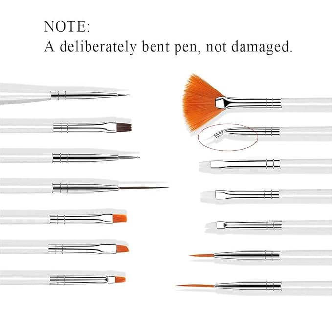 23 Piece Nail Art Tools Set Resin Nail Art Palette Nail Art Brush 2-way Acrylic Silicone Engraving Pen Dotting Pen Tools DIY Home Salon Makeup Display Board Nail Art Kit (White)