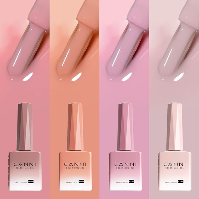 CANNI CC7 30 Pcs 9ML Hema-Free Jelly Gel Nail Polish Set with Base Top Coat- Jelly Nude Pink Translucent Gel Polish Colors Kit, Soak Off LED Nail Manicure Kit DIY at Home Salon Gifts