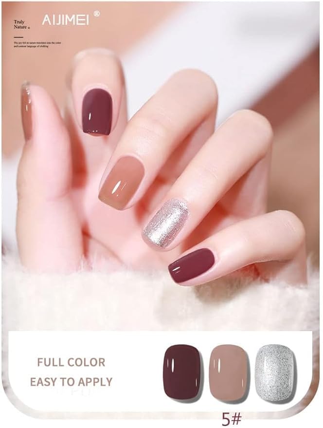 AIJIMEI Solid Nail Polish Gel 12 Colors Solid Gel Polish Nail Polish Set Gold Shimmer Glitter Cream Polish Nail Painting Soak Off Nail Art DIY Manicure for Home